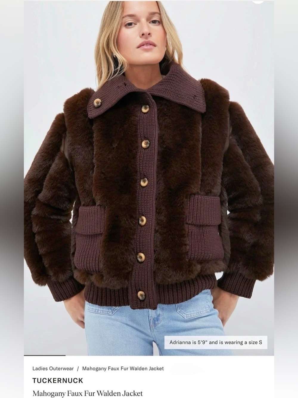 Lulus Walden Jacket Faux Fur Brown Size Small Like New